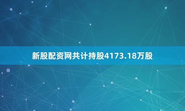 新股配资网共计持股4173.18万股